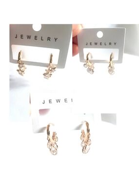 Gold Plated Crystal Drop Hoop Earrings
